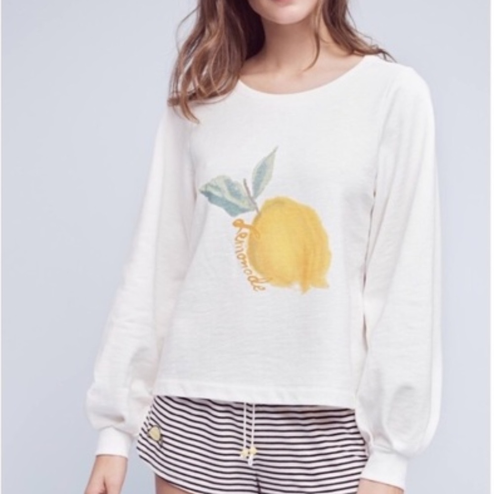 ANTHROPOLOGIE Lemonade Balloon Sleeve Sweatshirt